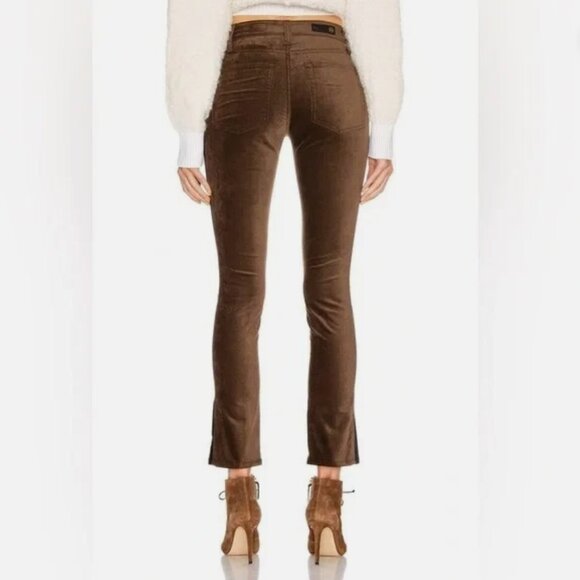 AG Adriano Goldschmied BROWN VELVET MARI TUXEDO STRIPE CROPPED JEANS 26 (S) NWOT - Picture 2 of 8